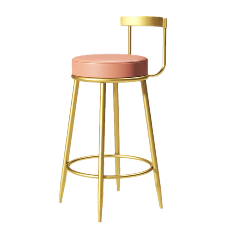 Glam Armless Backrest Counter Stoo Iron Bar Stool with Cushion and Pedal for Kitchen