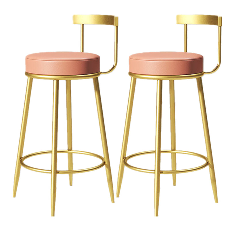 Glam Armless Backrest Counter Stoo Iron Bar Stool with Cushion and Pedal for Kitchen