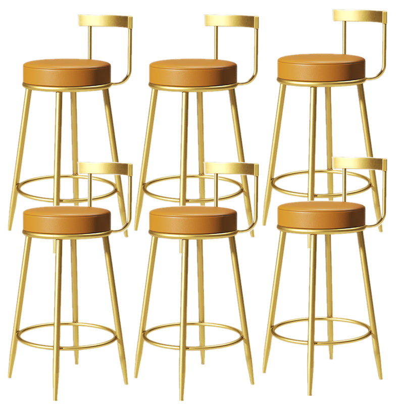 Glam Armless Backrest Counter Stoo Iron Bar Stool with Cushion and Pedal for Kitchen