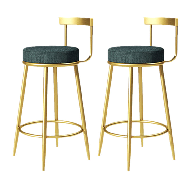 Glam Armless Backrest Counter Stoo Iron Bar Stool with Cushion and Pedal for Kitchen