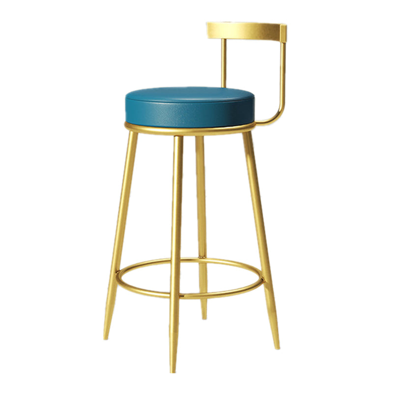 Glam Armless Backrest Counter Stoo Iron Bar Stool with Cushion and Pedal for Kitchen