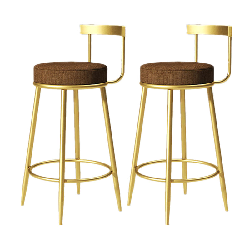 Glam Armless Backrest Counter Stoo Iron Bar Stool with Cushion and Pedal for Kitchen