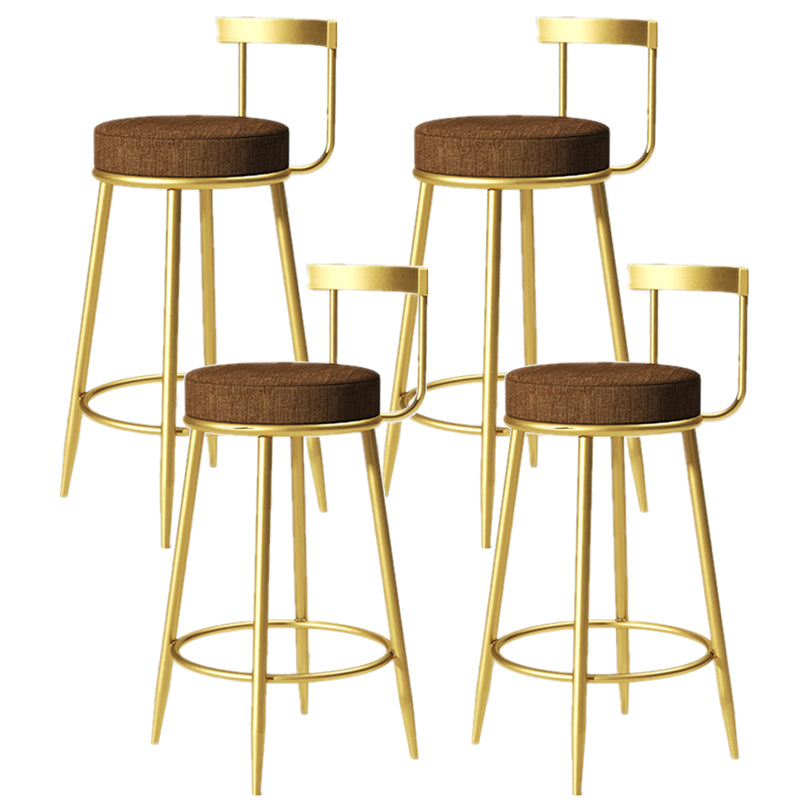 Glam Armless Backrest Counter Stoo Iron Bar Stool with Cushion and Pedal for Kitchen