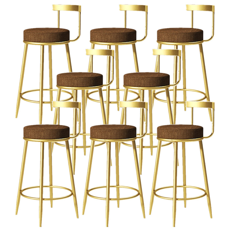 Glam Armless Backrest Counter Stoo Iron Bar Stool with Cushion and Pedal for Kitchen