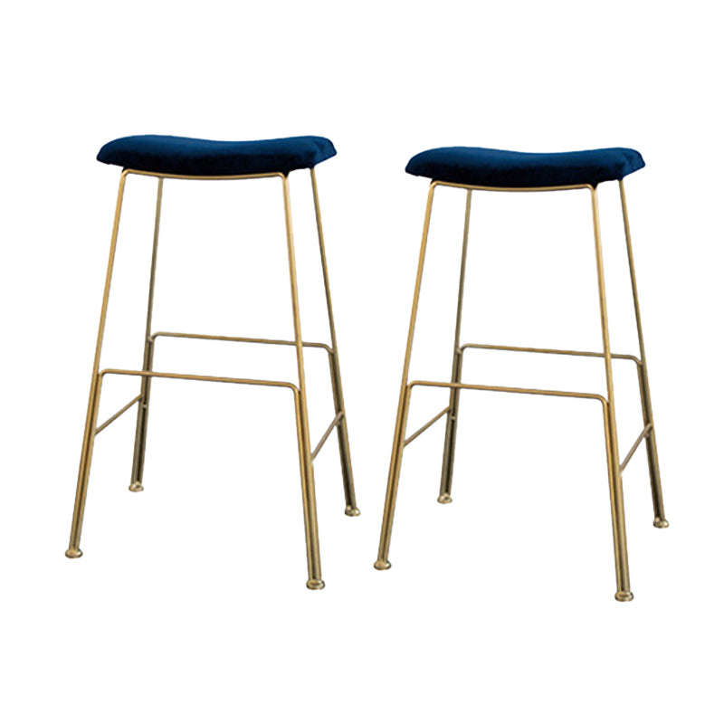Glam Metal Stool Upholstered Counter Stool in Matte Finish for Indoor