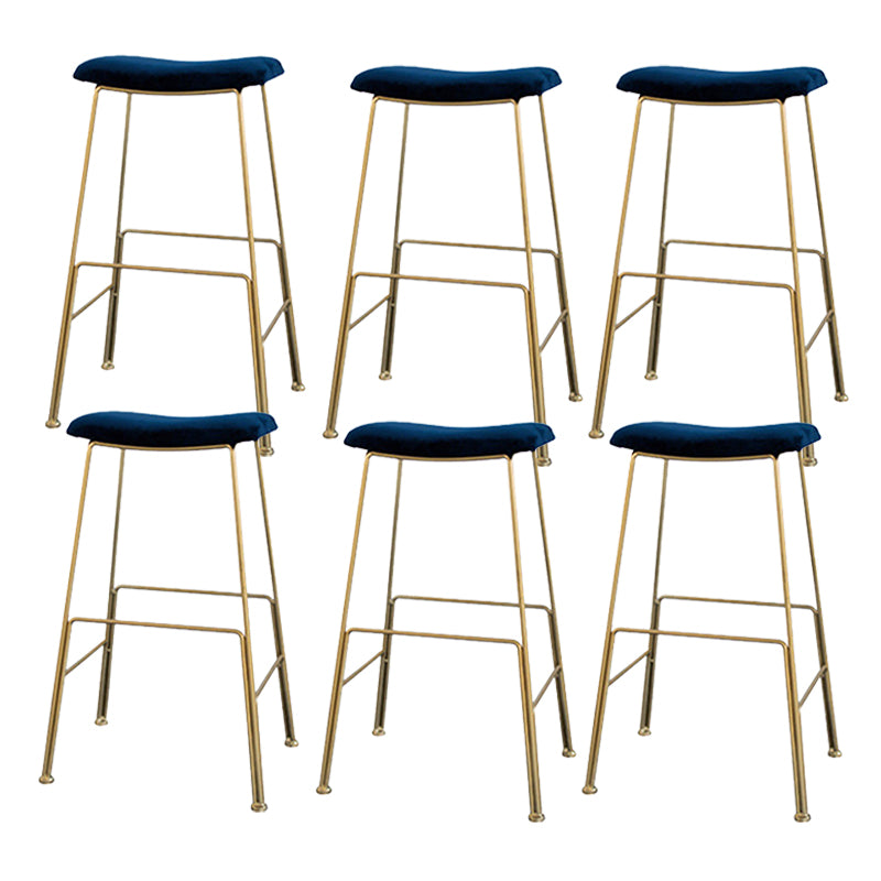 Glam Metal Stool Upholstered Counter Stool in Matte Finish for Indoor
