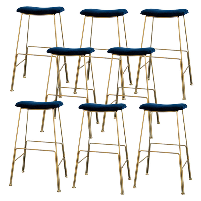 Glam Metal Stool Upholstered Counter Stool in Matte Finish for Indoor