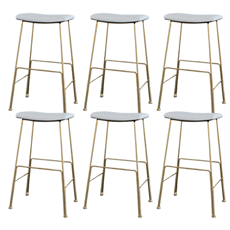 Glam Metal Stool Upholstered Counter Stool in Matte Finish for Indoor