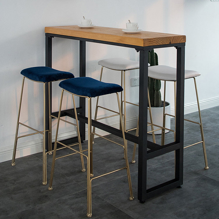 Glam Metal Stool Upholstered Counter Stool in Matte Finish for Indoor