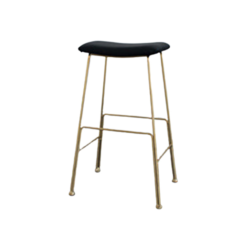 Glam Metal Stool Upholstered Counter Stool in Matte Finish for Indoor