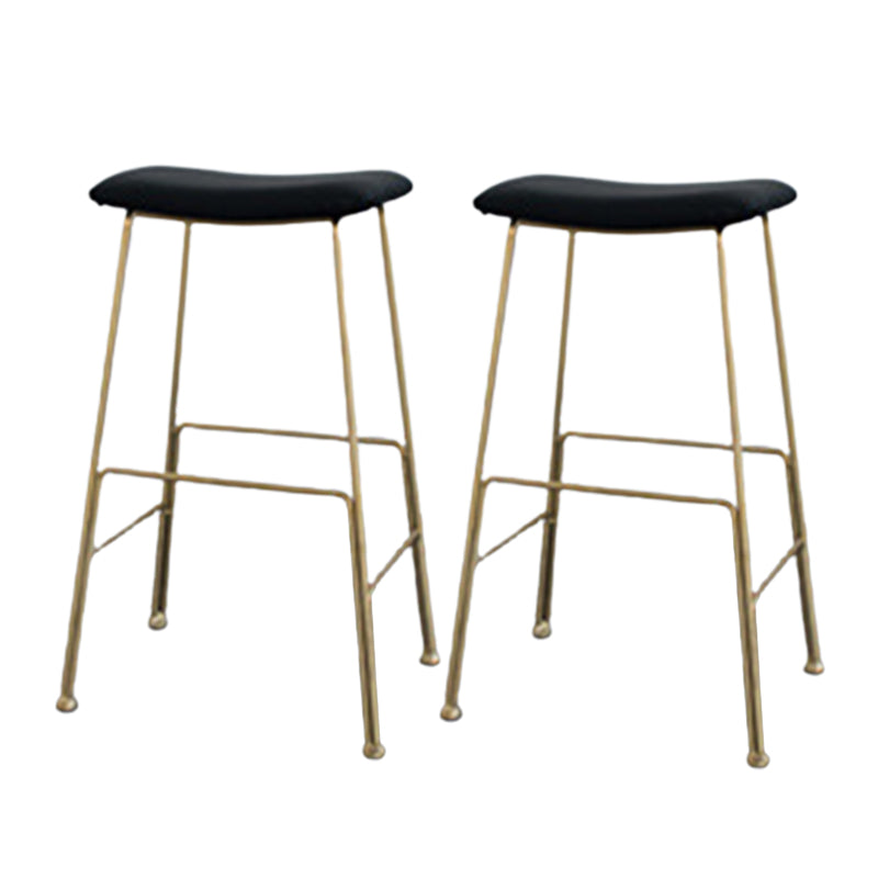 Glam Metal Stool Upholstered Counter Stool in Matte Finish for Indoor