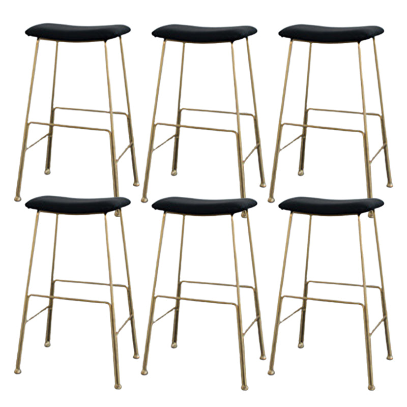 Glam Metal Stool Upholstered Counter Stool in Matte Finish for Indoor