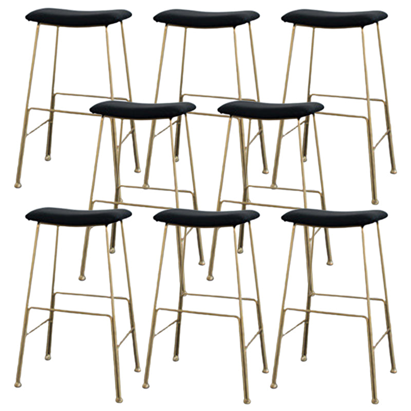 Glam Metal Stool Upholstered Counter Stool in Matte Finish for Indoor