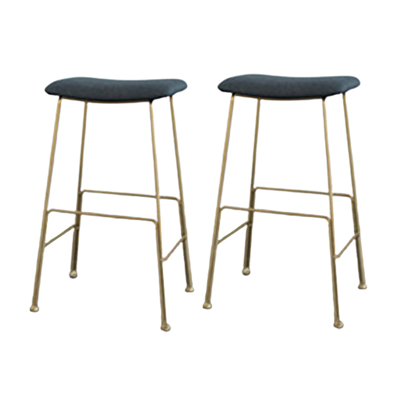 Glam Metal Stool Upholstered Counter Stool in Matte Finish for Indoor