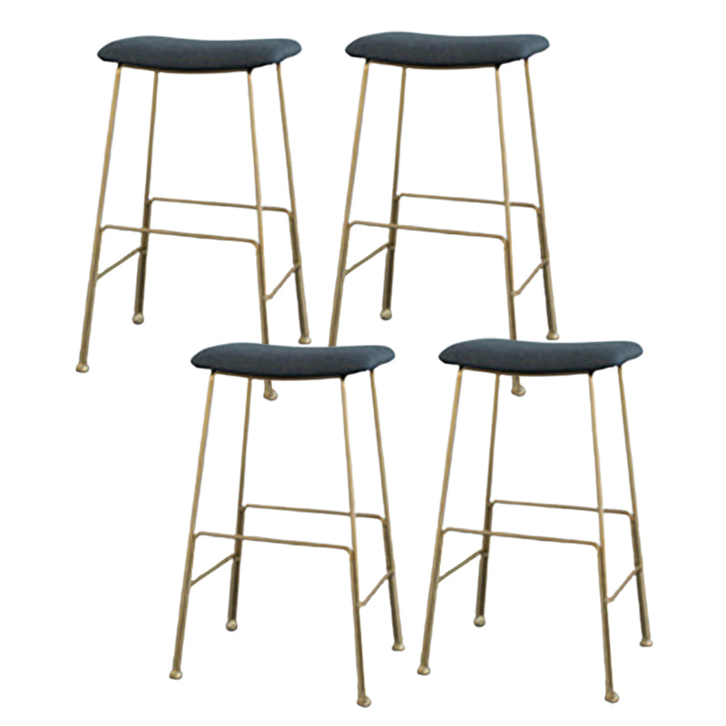 Glam Metal Stool Upholstered Counter Stool in Matte Finish for Indoor