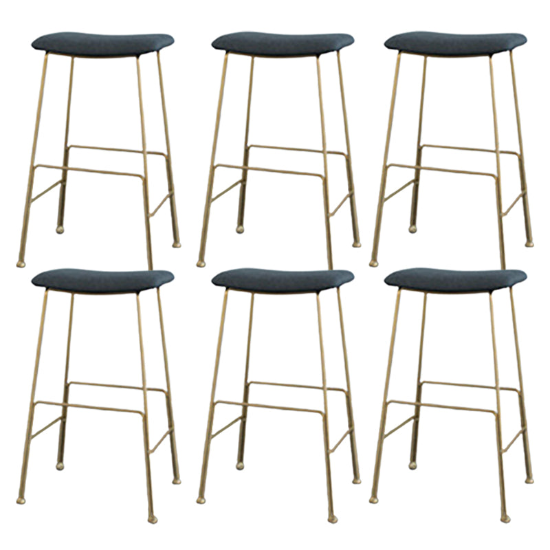 Glam Metal Stool Upholstered Counter Stool in Matte Finish for Indoor