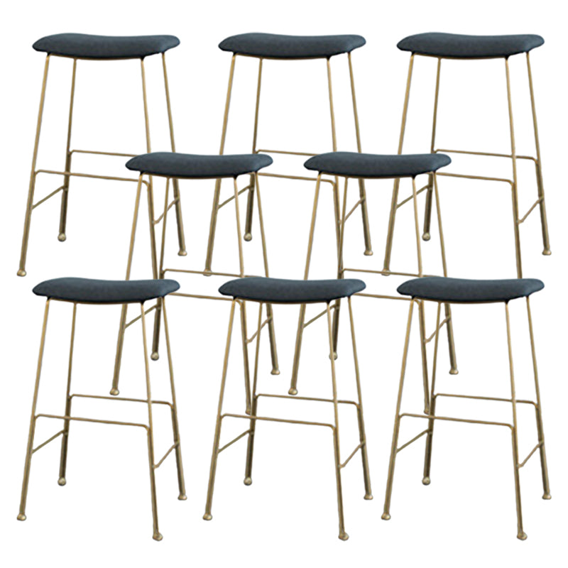 Glam Metal Stool Upholstered Counter Stool in Matte Finish for Indoor