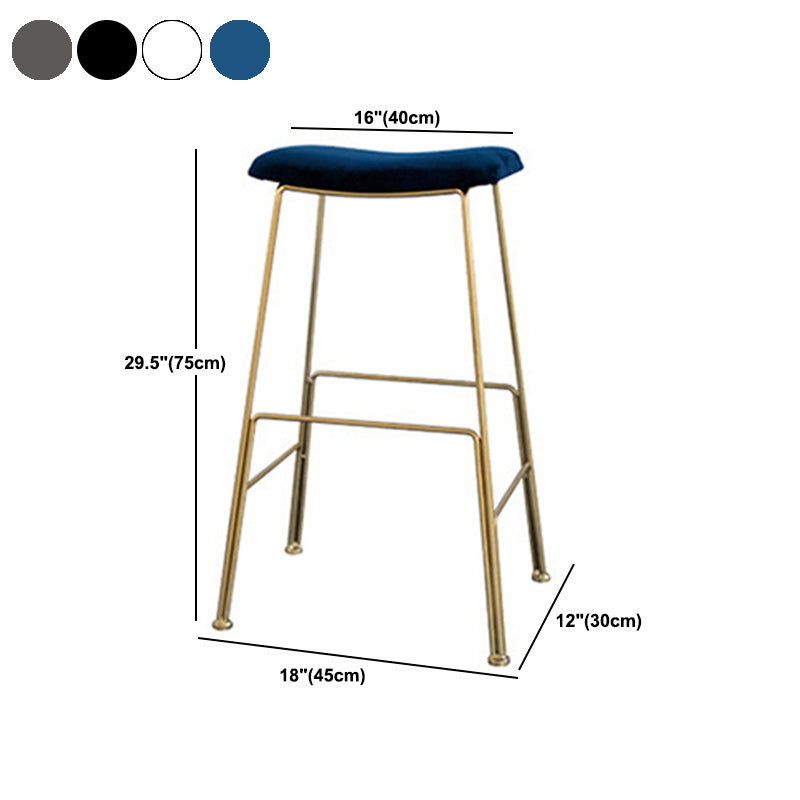 Glam Metal Stool Upholstered Counter Stool in Matte Finish for Indoor