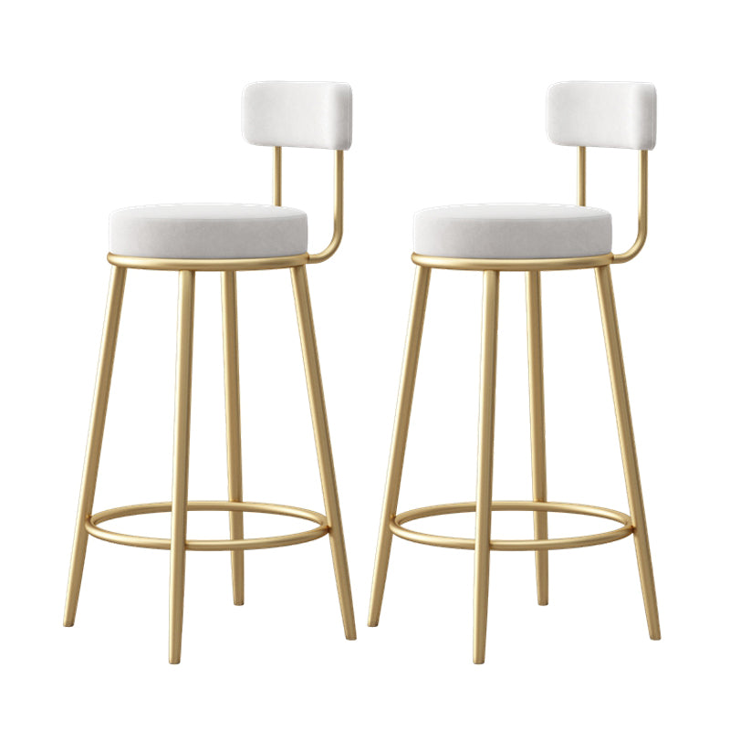 Glam Fabric Bar Stools Low Back Round Seat Barstool with 4 Gold Iron Legs