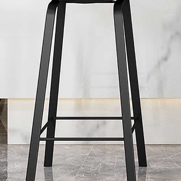 Modern Backrest Counter Stool Iron Bar Stool with Acrylic Seat and Pedal for Milk Tea Shop