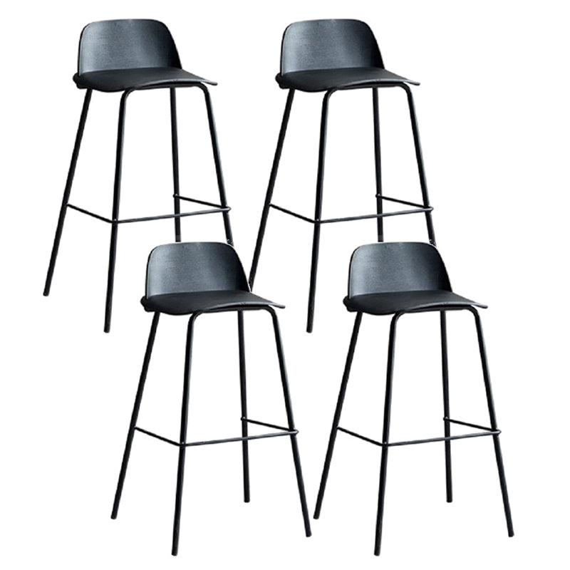 Plastic Scandinavian Bar Stools Low Back Barstool with 4 Iron Legs