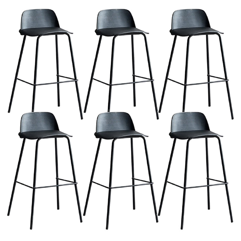 Plastic Scandinavian Bar Stools Low Back Barstool with 4 Iron Legs