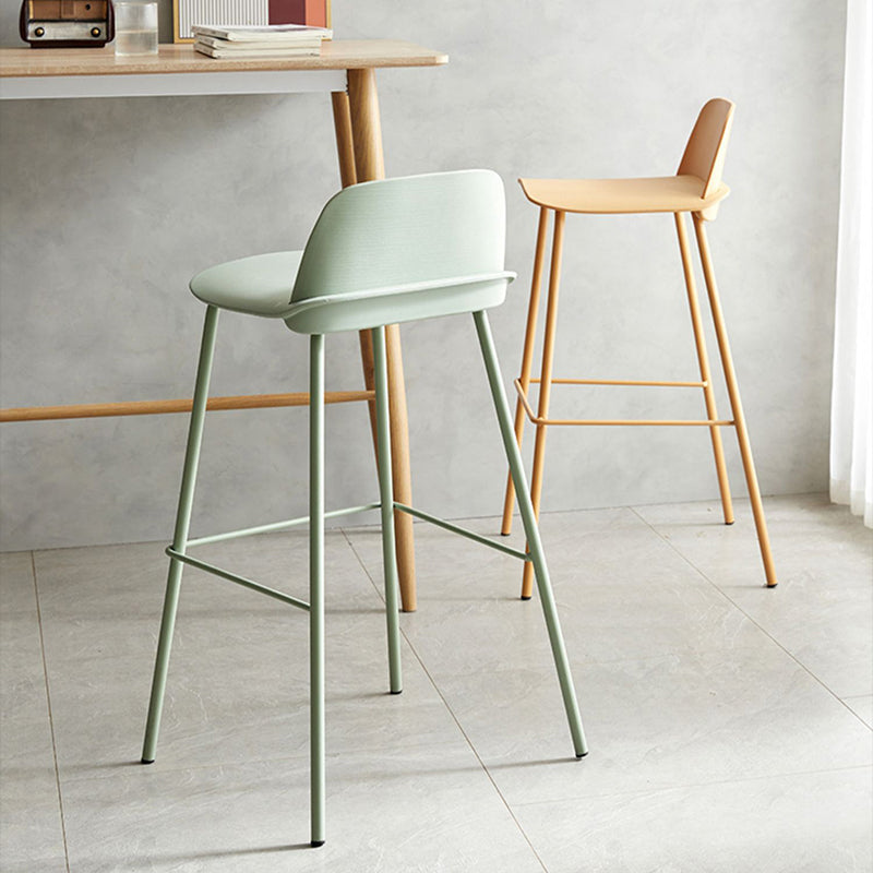 Plastic Scandinavian Bar Stools Low Back Barstool with 4 Iron Legs