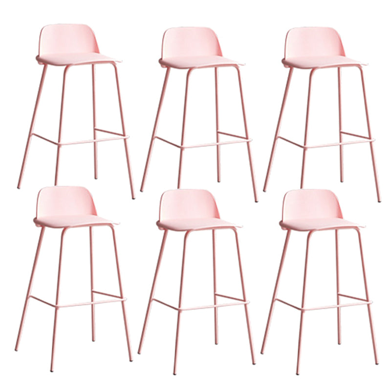 Plastic Scandinavian Bar Stools Low Back Barstool with 4 Iron Legs