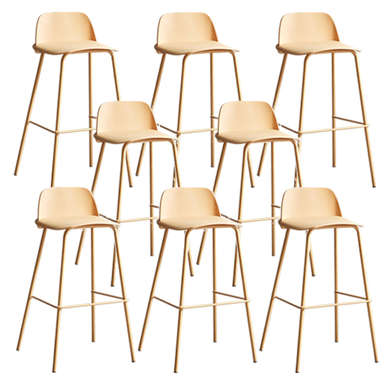 Plastic Scandinavian Bar Stools Low Back Barstool with 4 Iron Legs