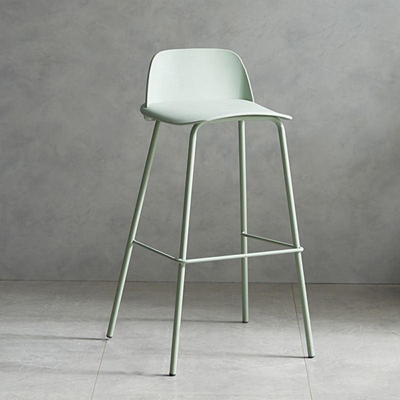 Plastic Scandinavian Bar Stools Low Back Barstool with 4 Iron Legs