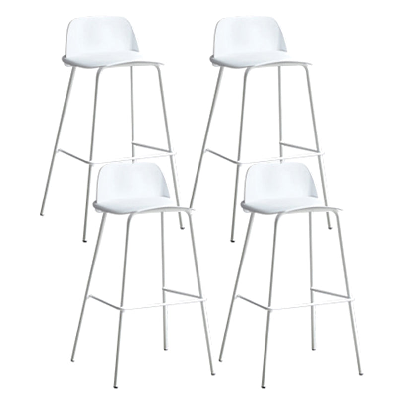 Plastic Scandinavian Bar Stools Low Back Barstool with 4 Iron Legs