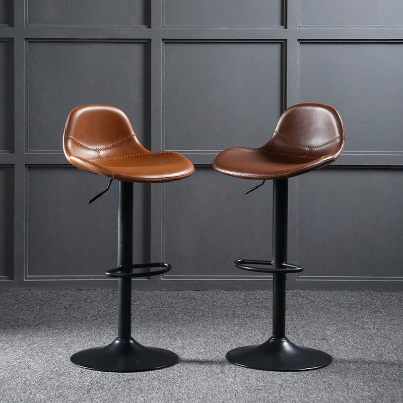 Adjustable Height Bucket Seat Bar Stools Faux Leather Swivel Barstool
