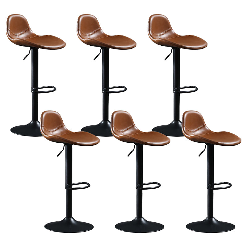 Adjustable Height Bucket Seat Bar Stools Faux Leather Swivel Barstool