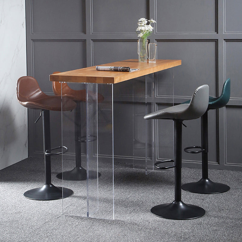 Adjustable Height Bucket Seat Bar Stools Faux Leather Swivel Barstool