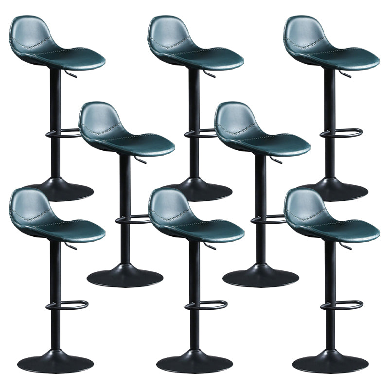 Adjustable Height Bucket Seat Bar Stools Faux Leather Swivel Barstool