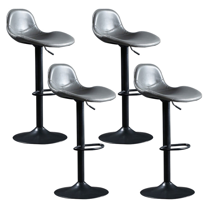 Adjustable Height Bucket Seat Bar Stools Faux Leather Swivel Barstool