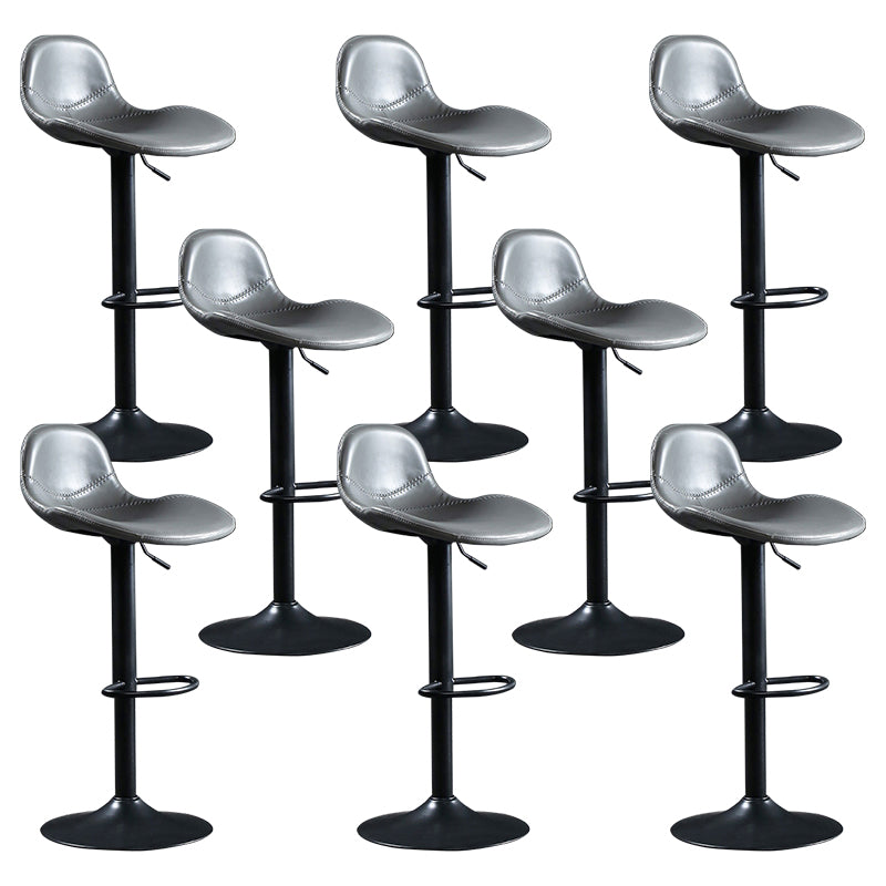 Adjustable Height Bucket Seat Bar Stools Faux Leather Swivel Barstool