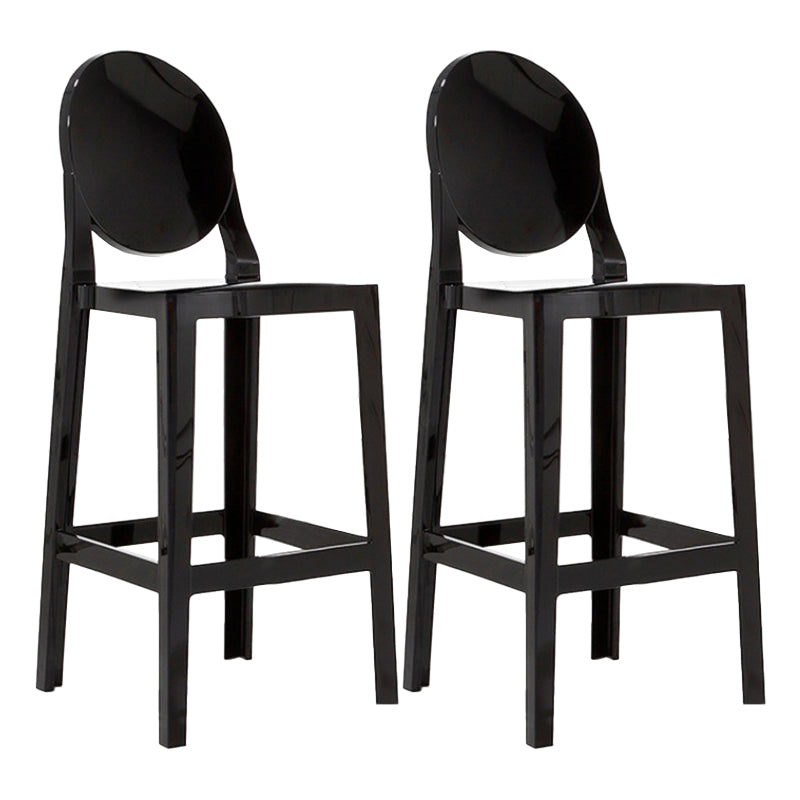 Contemporary Plastic Low Back Counter Stool Footrest Furniture with 4 Legs