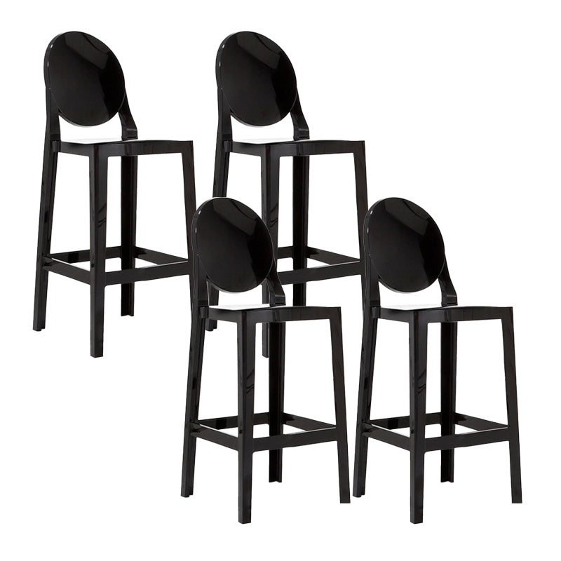 Contemporary Plastic Low Back Counter Stool Footrest Furniture with 4 Legs