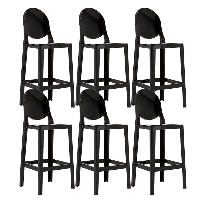Contemporary Plastic Low Back Counter Stool Footrest Furniture with 4 Legs