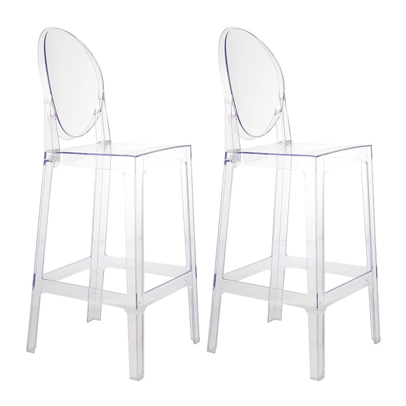 Contemporary Plastic Low Back Counter Stool Footrest Furniture with 4 Legs