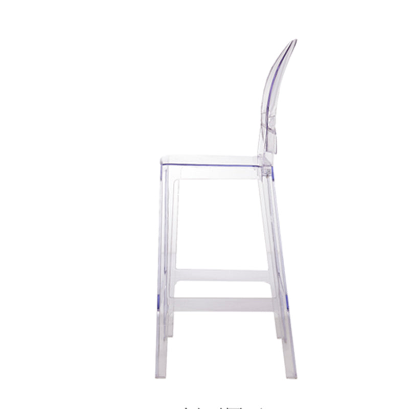 Contemporary Plastic Low Back Counter Stool Footrest Furniture with 4 Legs