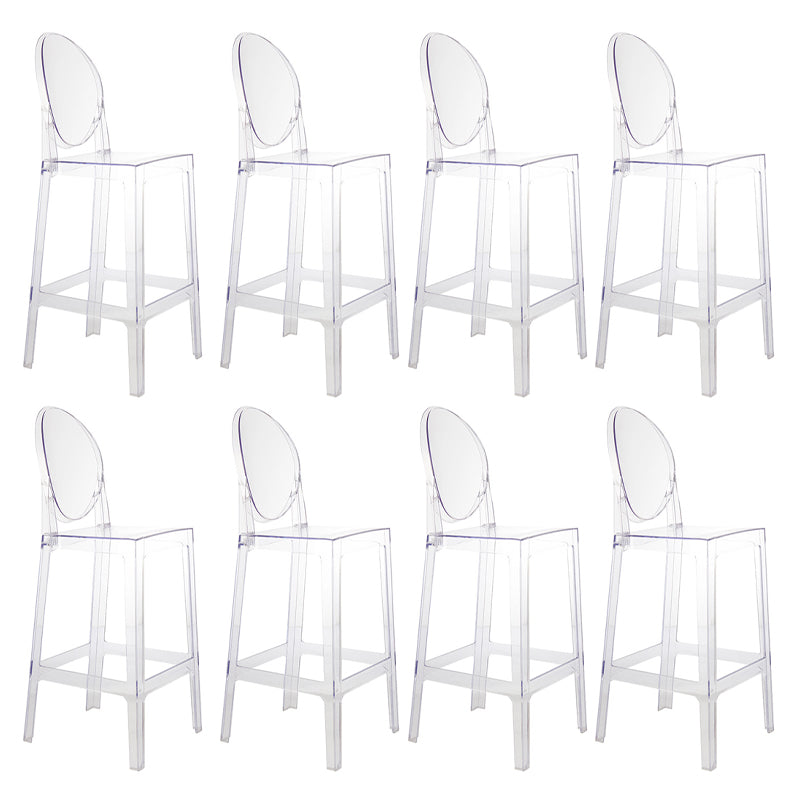 Contemporary Plastic Low Back Counter Stool Footrest Furniture with 4 Legs