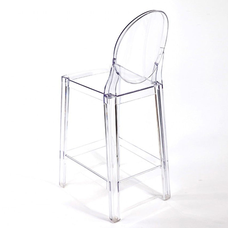 Contemporary Plastic Low Back Counter Stool Footrest Furniture with 4 Legs