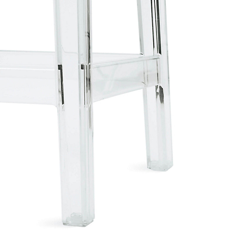 Contemporary Plastic Low Back Counter Stool Footrest Furniture with 4 Legs