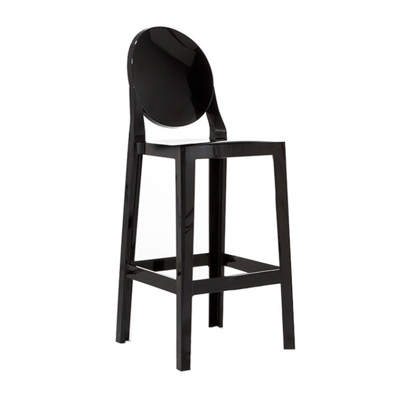 Contemporary Plastic Low Back Counter Stool Footrest Furniture with 4 Legs