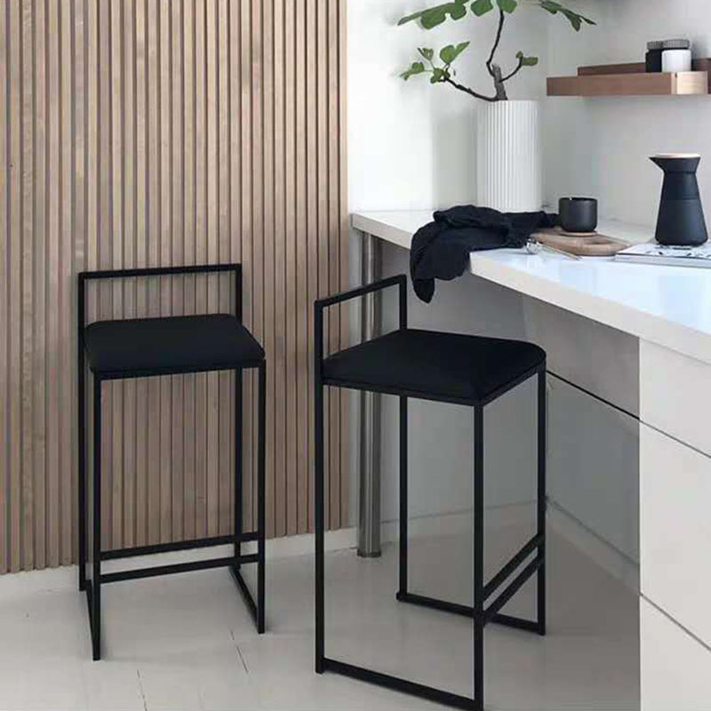 Scandinavian Rectangle Seat Bar Stools Fabric Low Back Barstool for Bristol