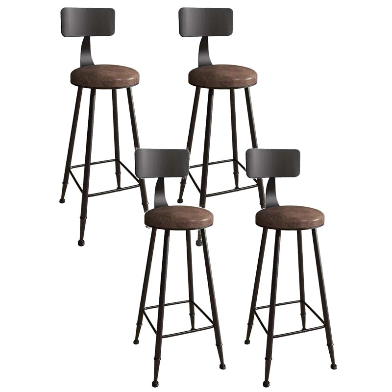 Industrial Armless Backrest Counter Stool Iron Bar Stool with Seat and Pedal