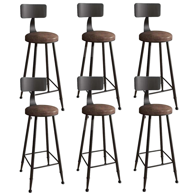 Industrial Armless Backrest Counter Stool Iron Bar Stool with Seat and Pedal
