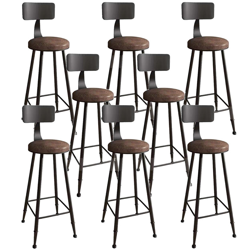 Industrial Armless Backrest Counter Stool Iron Bar Stool with Seat and Pedal